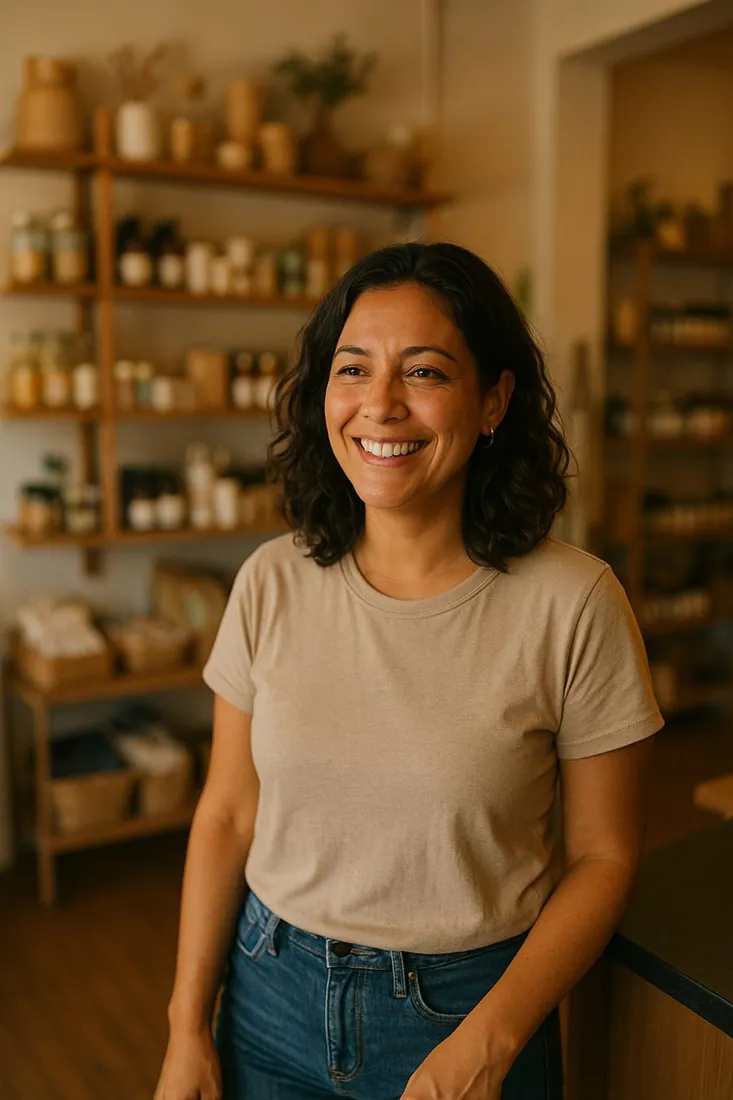 A small-business owner who uses Blue Cloud bookkeeping