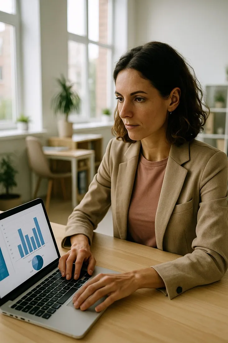 A Blue Cloud fractional-CFO client reviewing forecasts