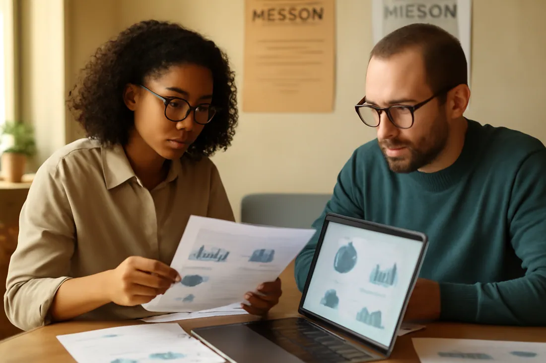 A nonprofit team reviewing the financials