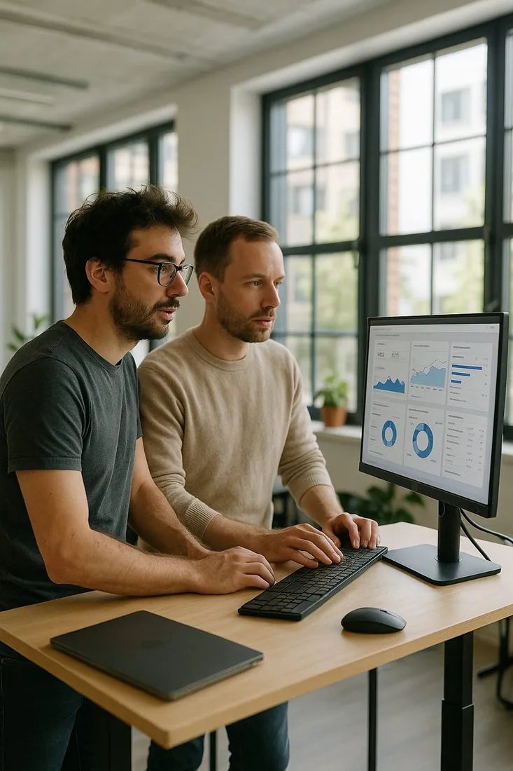 SaaS founders reviewing metrics